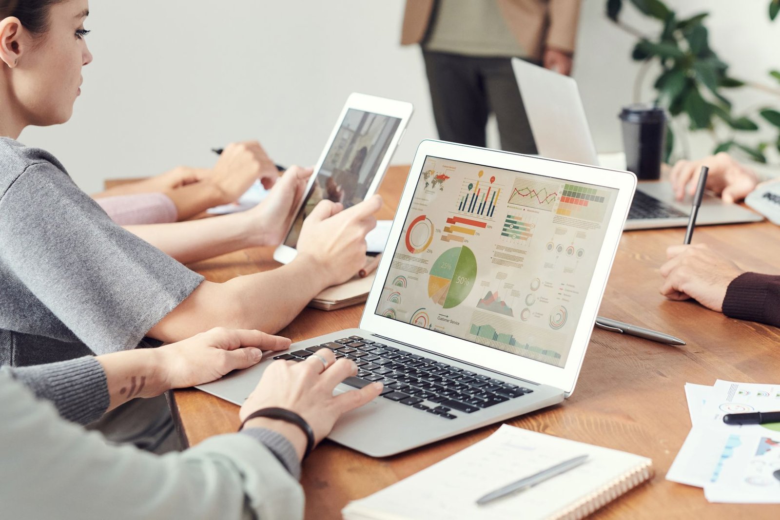 SaaS product team reviewing application analytics during planning